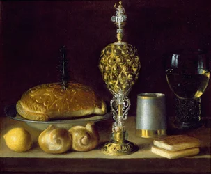 Nature morte de récipients à boire, une coupe d